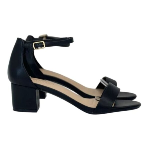 DE BLOSSOM / Annie-50/ Black / Block Heel / Open-Toe Sandals / With Ankle Strap - Picture 1 of 7